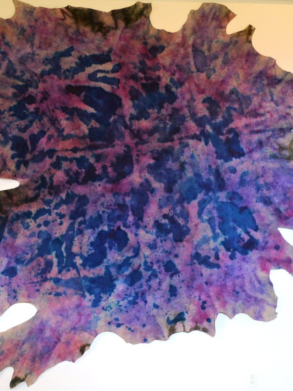 NEW XL large Leather suede Cowhide Rug tie dye pink purple blue Gray white black